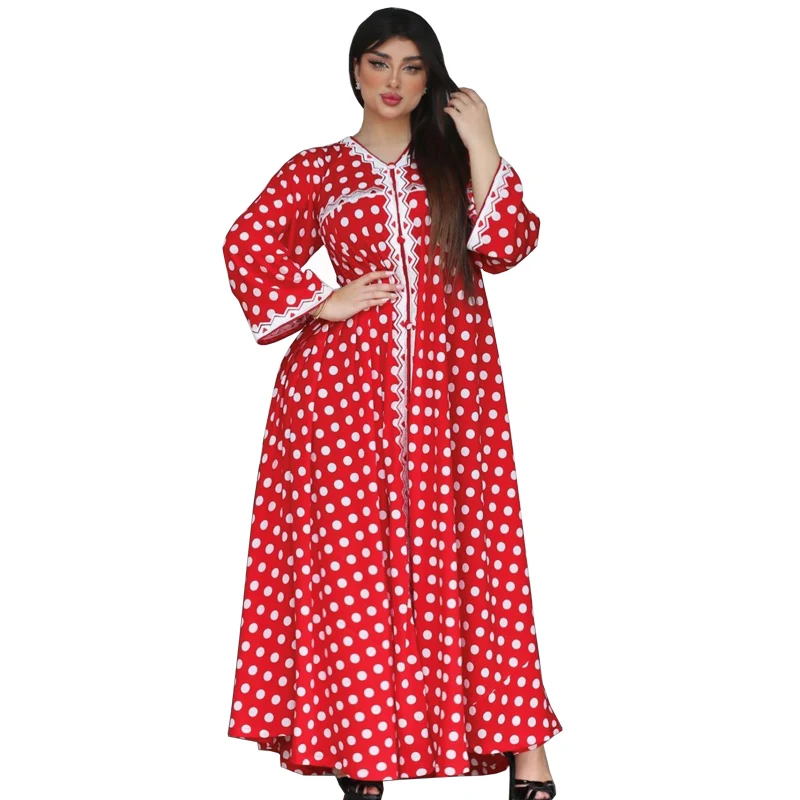 

Plus Size Summer Chiffon 3D Polka Dot Print Casual Ladies Long Dress 2021New Ladies Fashion High Quality Loose Robe tref y2k