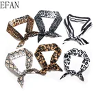 Леопардовой расцветки; Каблук: сумка Шарф Новые Роскошные Брендовые женские маленькие Шелковый платок на голову ручка сумка лентами модные галстуком-бабочкой длинные меховые шарфы