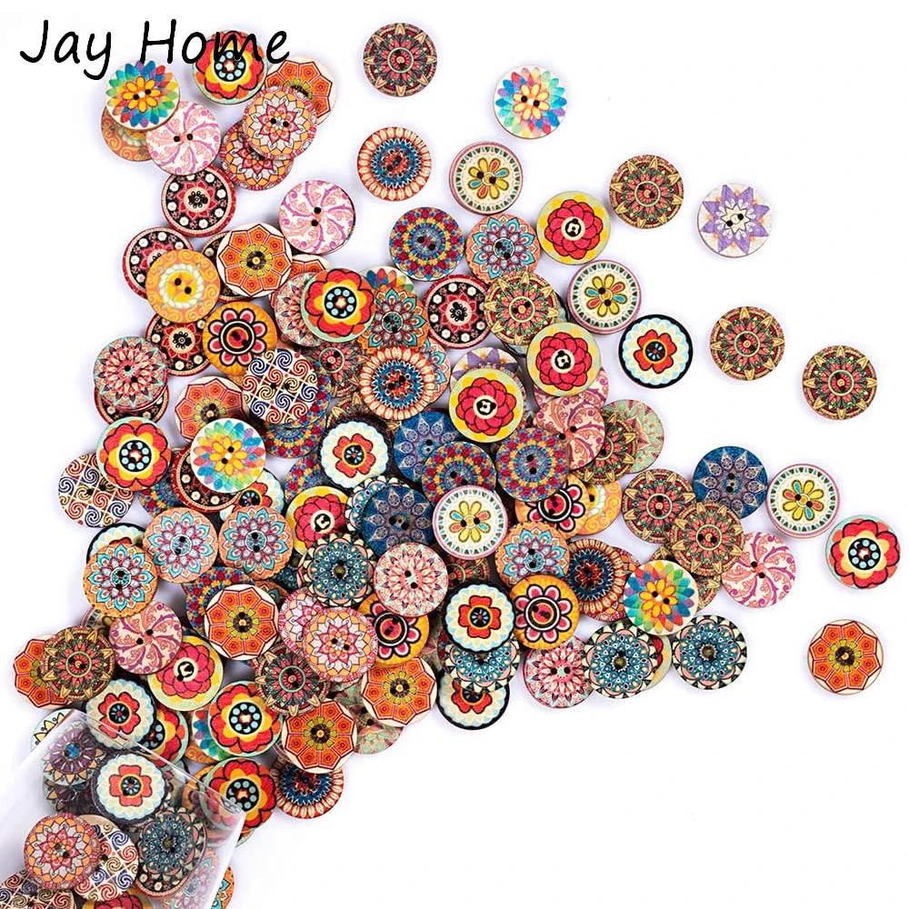 Винтажные деревянные пуговицы 10/50 шт. 2 отверстия 15/20/25 мм для пришивания шитья