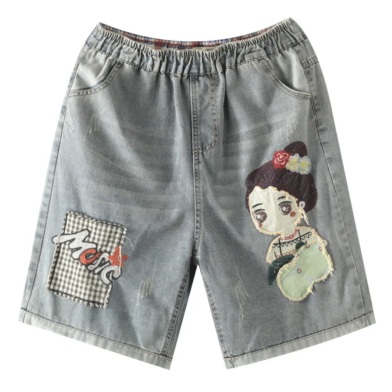 

Masss Wasss 2021 New Design Summer Trousers Girls Printed Loose Jeans Womens Casual Denim Shorts Female Vintage Oversized Pants
