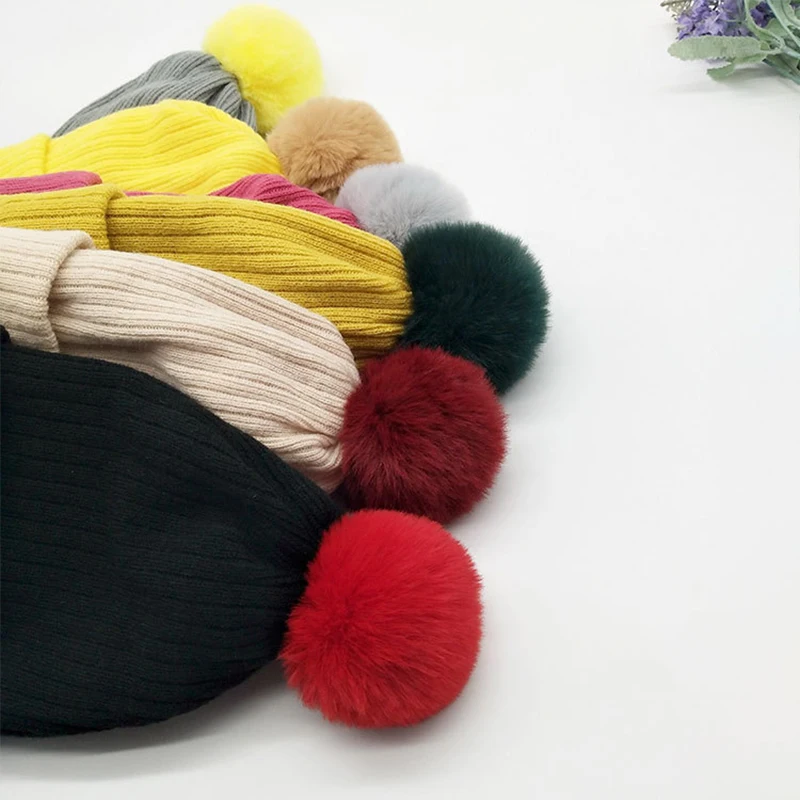 Шапки для младенцев шапки с помпонами зимние защитные новорожденных мальчиков и
