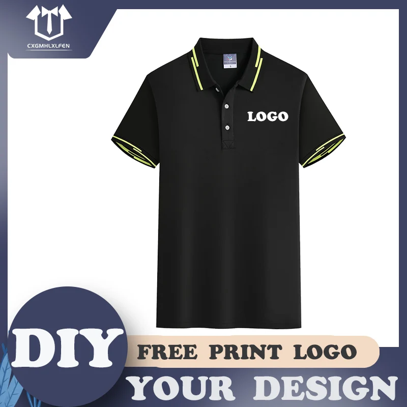 

8-color summer new men and women wearable tops fashion casual POLO shirts high-end custom LOGO printing DIY brand text