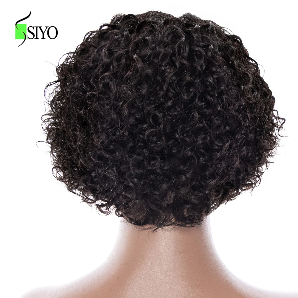 Siyo Malaysian Water Wave Human Hair Wigs 13x4x1 Lace Closure for Black Women Short Curly Bob Pre Pluck Pixie Cut Wig | Шиньоны и