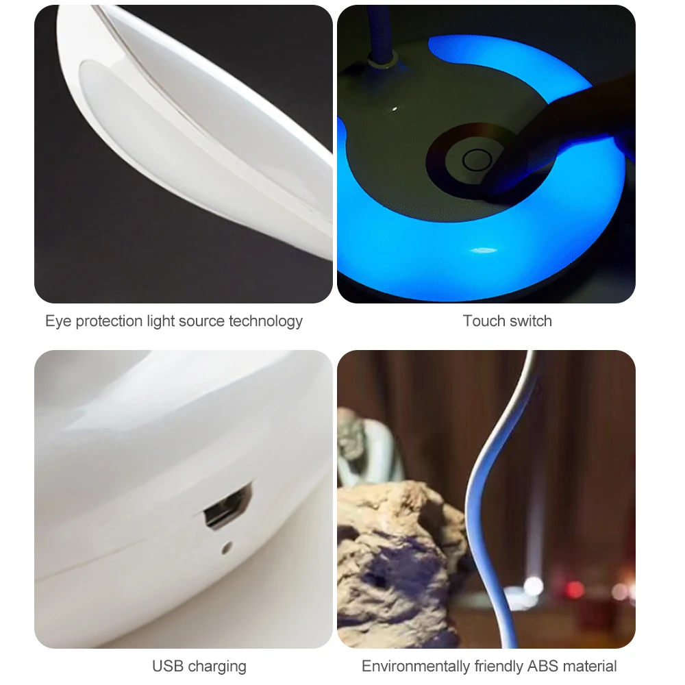 Светодиодный настольный светильник с usb зарядкой Гибкая Настольная лампа для