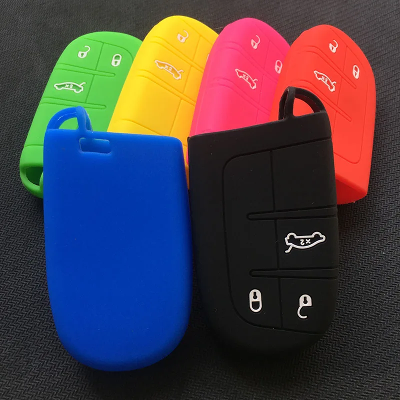 Силиконовый чехол для автомобильного ключа Защитный Jeep Grand Cherokee Chrysler 300C Renegade Fiat