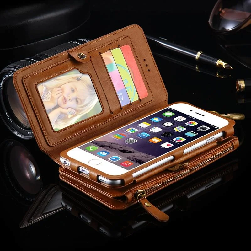 

For iphone 11 Pro Max Xs xr 5 c 6 s se 2020 7 8 Plus Hanging waist coque Leather Wallet Phone shell Cover bag