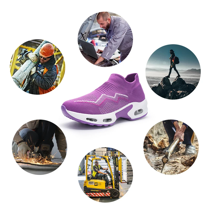 

Steel Toe Work Shoes Men Women Lightweight Air Cushion Breathable Sneakers Slip Resistant Industrial Construction Safety Shoes