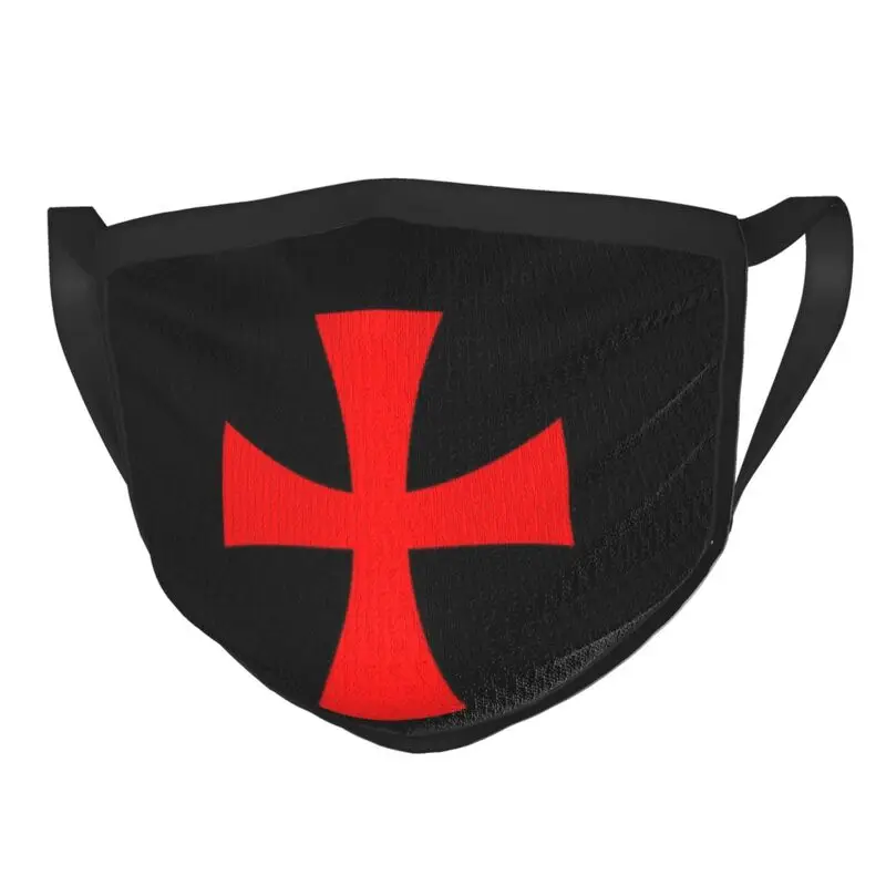 

Red Knights Templar Seal Cross Washable Adult Men Women Mouth Face Mask Anti Dust Haze Protection Cover Respirator Muffle