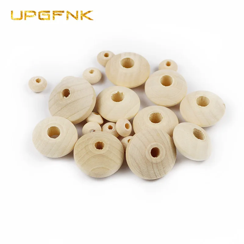 UPGFNK деревянные плоские круглые бусины натурального цвета свободные