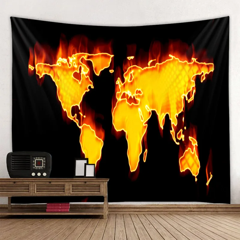 Гобелен с принтом карты мира богемная красочная карта мандала настенное пляжное