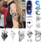 Геометрическая линейка волна временная татуировка наклейка для мужчин женщин мужчин поддельные треугольные горные татуировки водостойкие боди-арт руки шеи татуировки