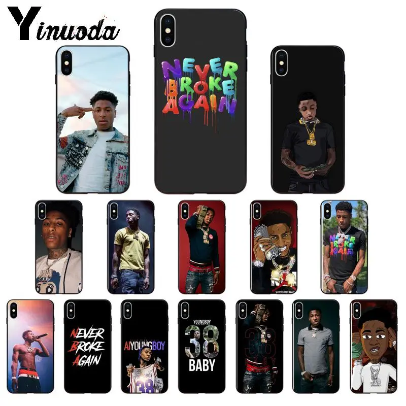 

Yinuoda Youngboy Never Broke Again Black TPU Soft Phone Case Cover for Apple iPhone 8 7 6 6S Plus X XS MAX 5 5S SE XR Cover