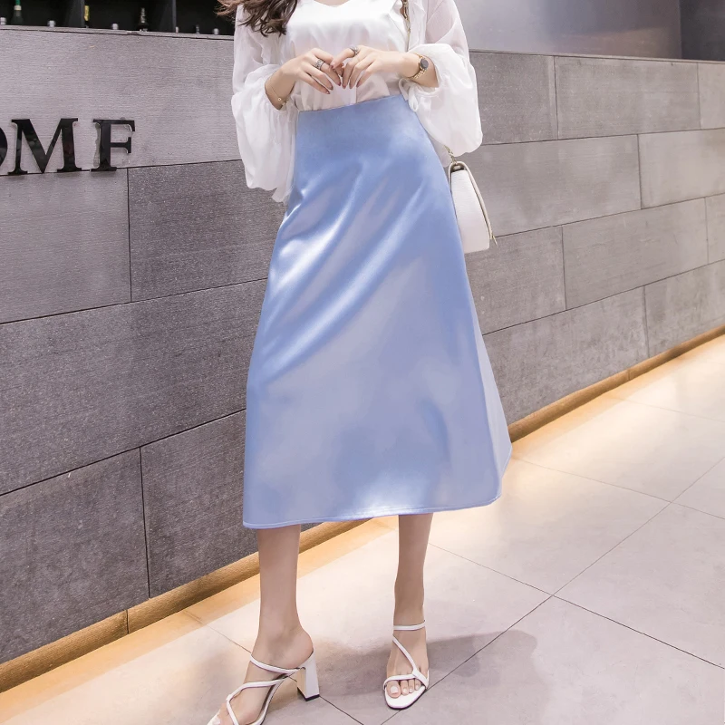 Высококачественные шелковые атласные женские юбки 2020 модная простая Женская