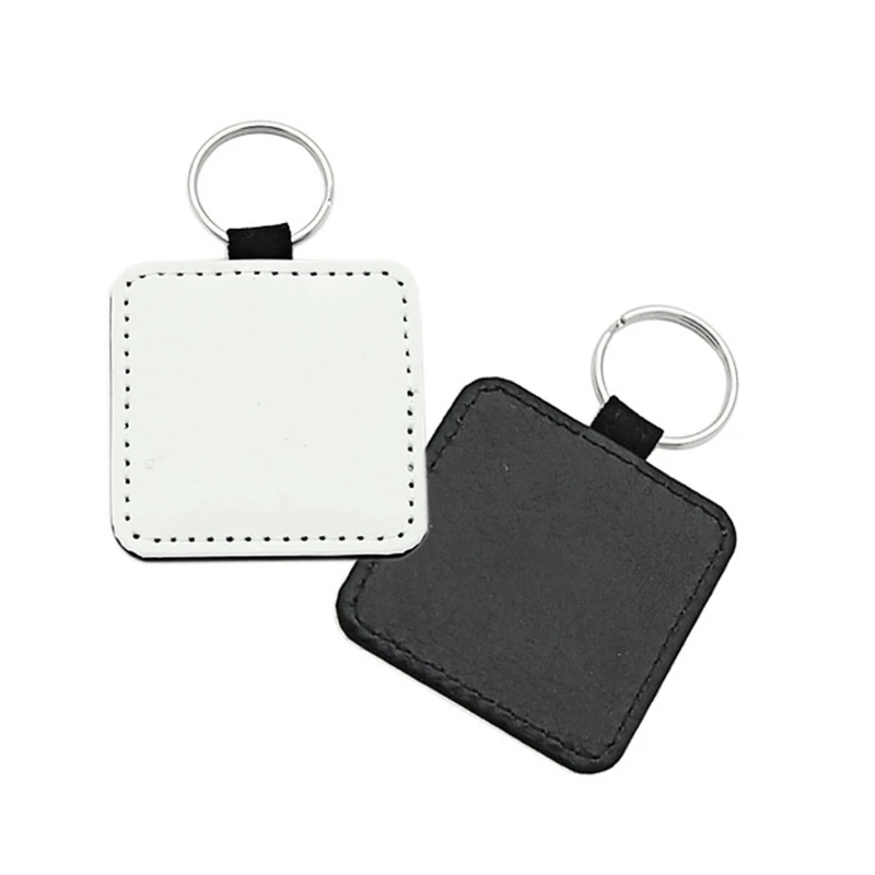 

10Pcs Leather Keychains Blank Heart Round Square MDF Keychains Sublimation Heat Transfer Keychains Kit Jewelry Making