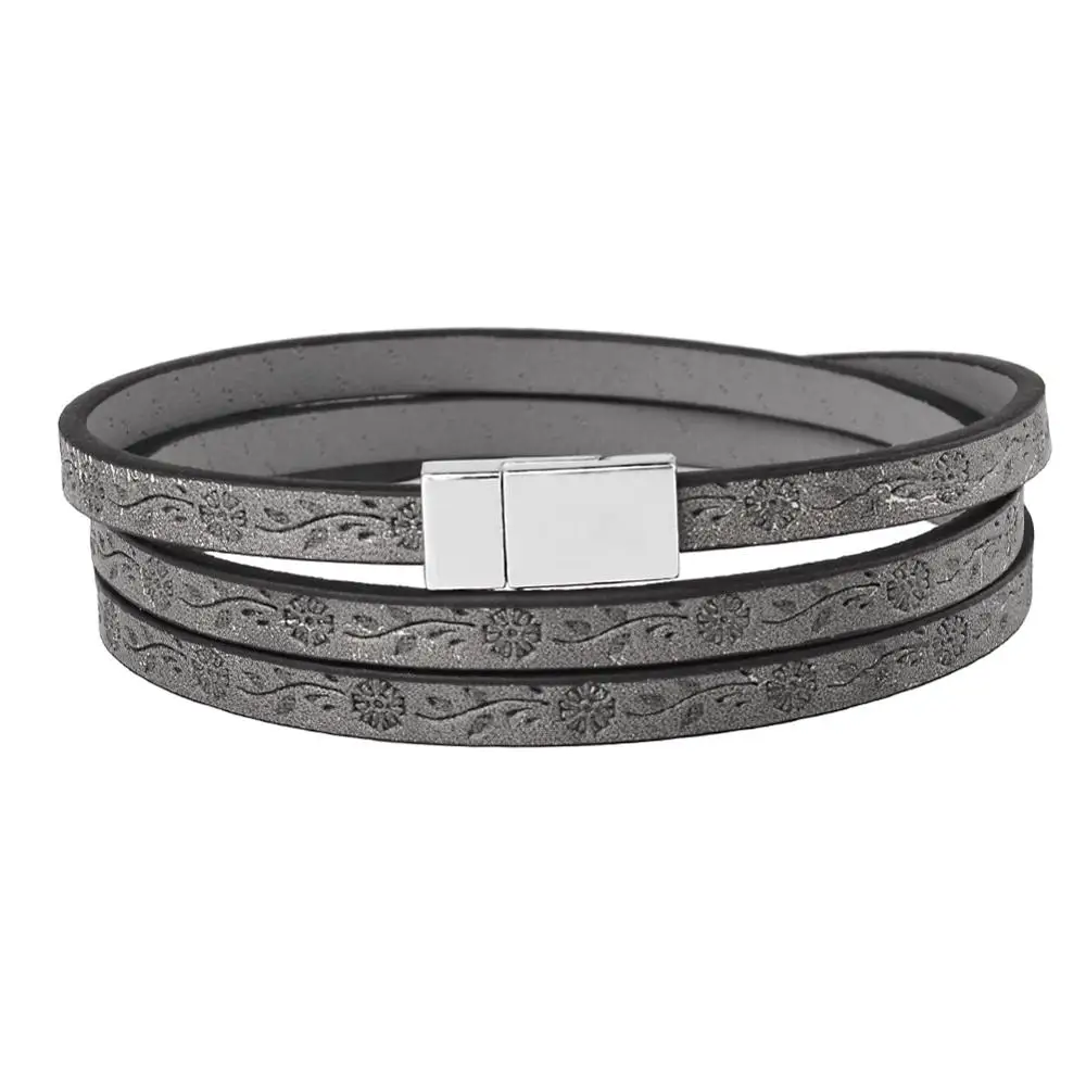 KR3021-30 Kirykle, модные ювелирные изделия, простой стиль, многослойный кожаный браслет, высокое качество, магнитные браслеты для женщин, манжета, подарок - Окраска металла: KR3021-30