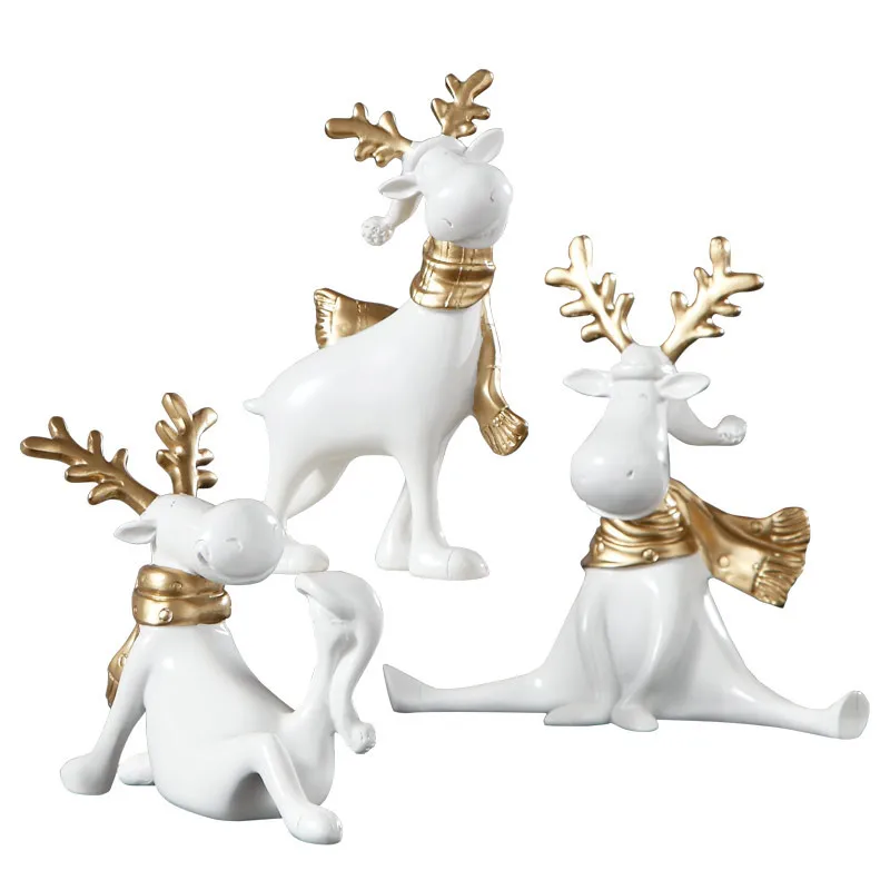 

Nordic Simulation Animal Elk Resin Art&Craft Figurines Creative Coffee Shop Showcase Decoration Christmas Gift X3591