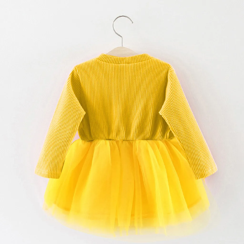 Повседневное фатиновое платье принцессы с цветочным рисунком для новорожденных