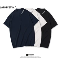 langyetw brand summer mens 100 cotton polo shirts high end simple embroidered polo shirts short sleeved t shirt men