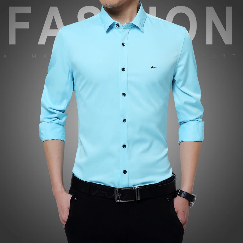 2021 Aramy Camisas Shirts Cotton Smart Casual Long Sleeve Solid Shirt Slim Fit Male Social Business Formal Shirt Tops Brand Soft