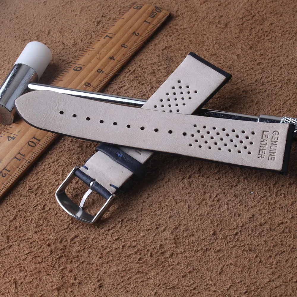 

Genuine Leather Watchbands Men Women Bracelet 20mm 22mm VINTAGE Watch Band Strap smooth cowhide skin Wiht Silver Polished Buckle