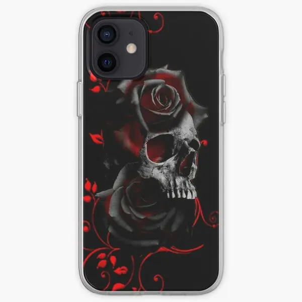 

Чехол для телефона с черепом и черными и красными розами для iPhone 6, 6S, 7, 8 Plus, 5 детской модели, X, XS, XR, Max 11, 12, 13 Pro Max, силиконовый мини-чехол с рисунком