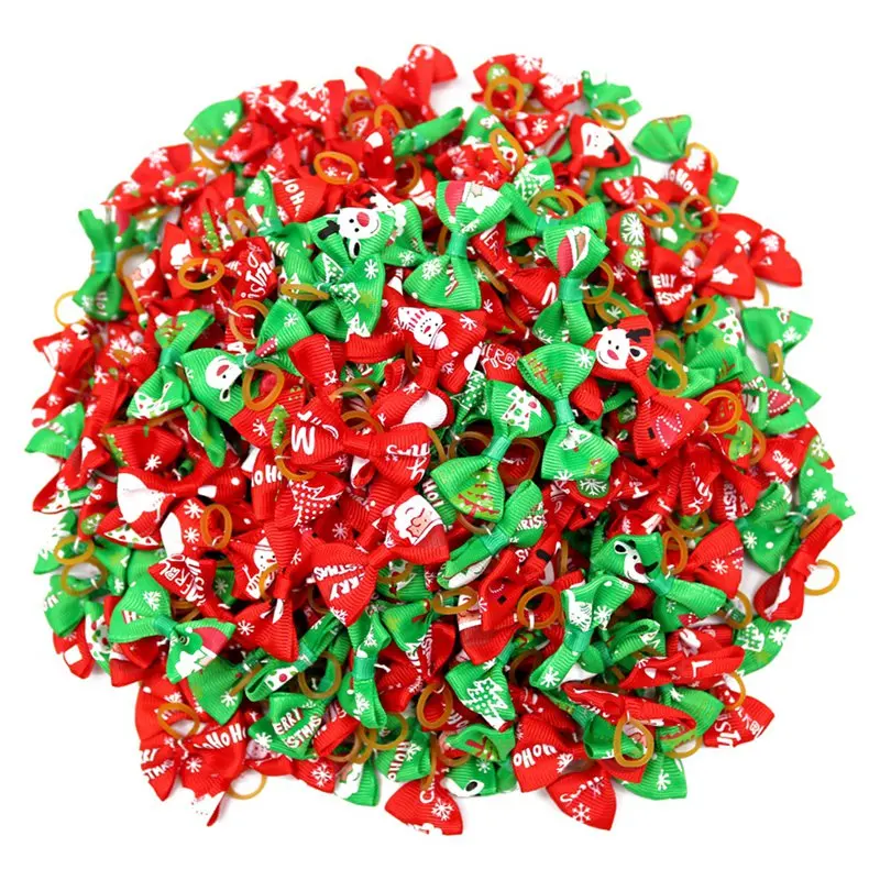 10 шт. рождественские банты для собак резинки/зажимы аксессуары волос собачьи