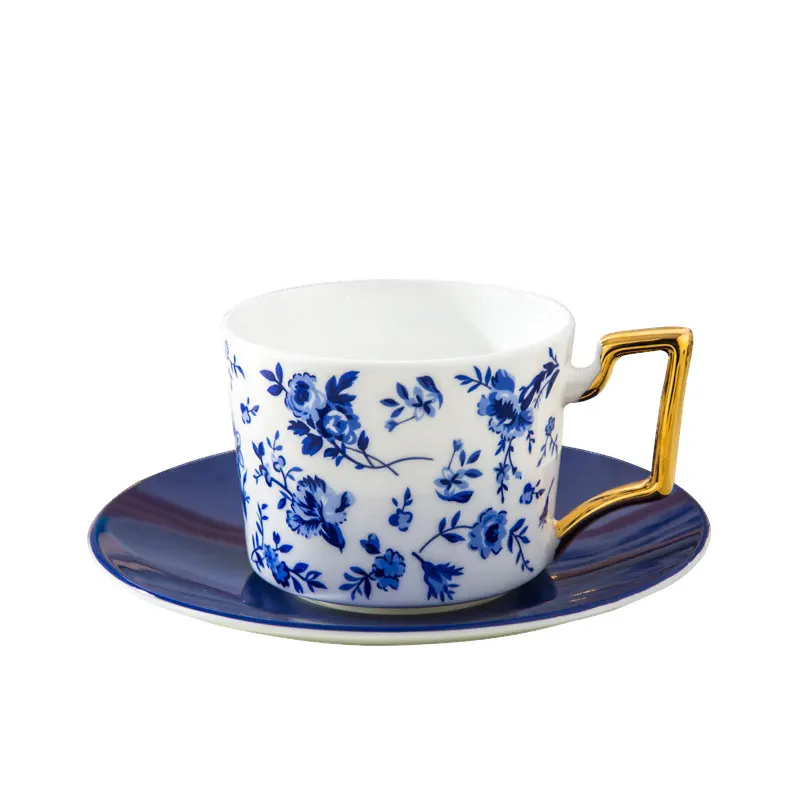 Европейский цветочный синий дизайн чайные кофейные чашки наборы и блюдца набор