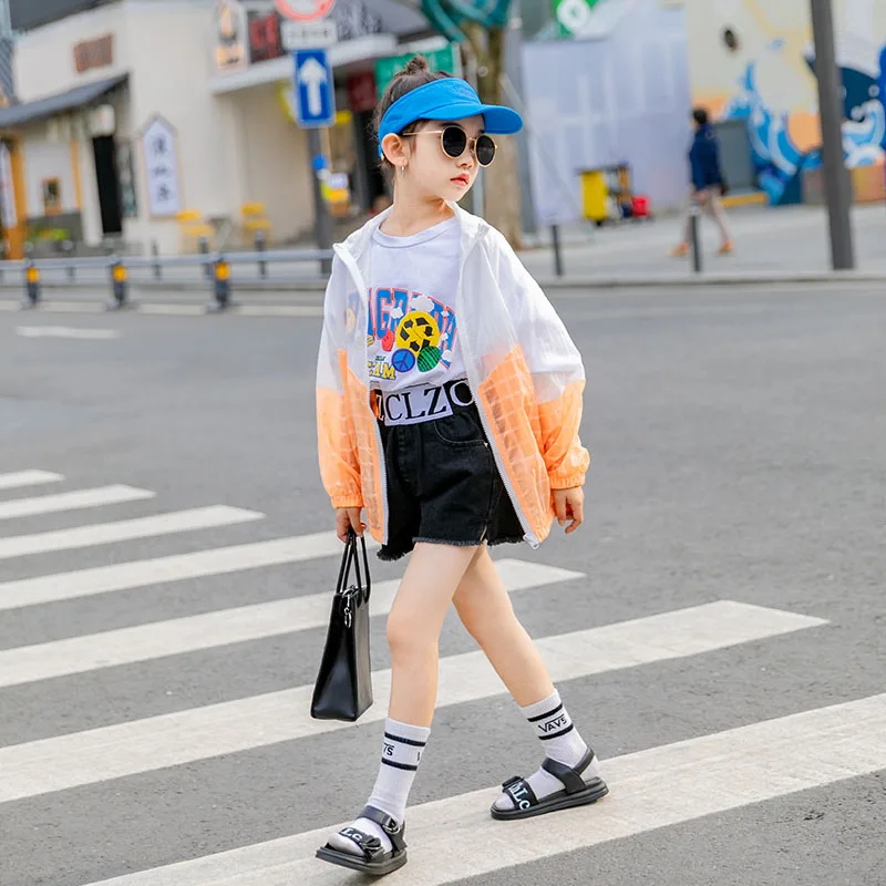 Солнцезащитная Одежда для девочек летние топы модная тонкая пляжная рубашка с