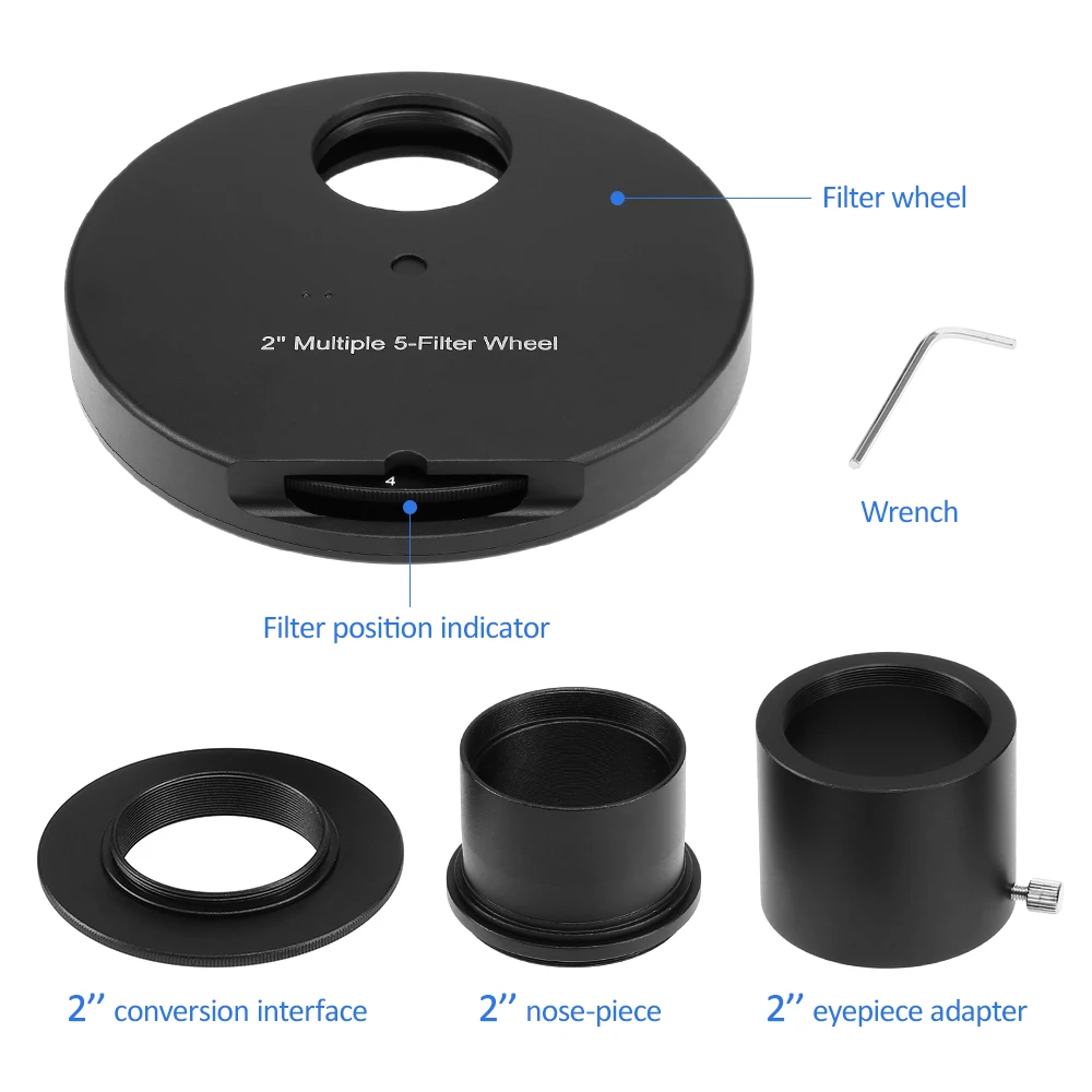 

1.25INCH / 2INCH Eyepiece Filter Wheel Multiple 5-Filter Wheel Astronomy Telescope Accessory Outdoor Camping Hiking Tools