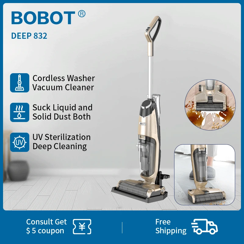 Ручной беспроводной пылесос BOBOT DEEP 832 для сухой и влажной уборки|Пылесосы| |