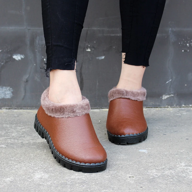 Женские теплые зимние ботинки Зимние водонепроницаемые ботильоны удобные