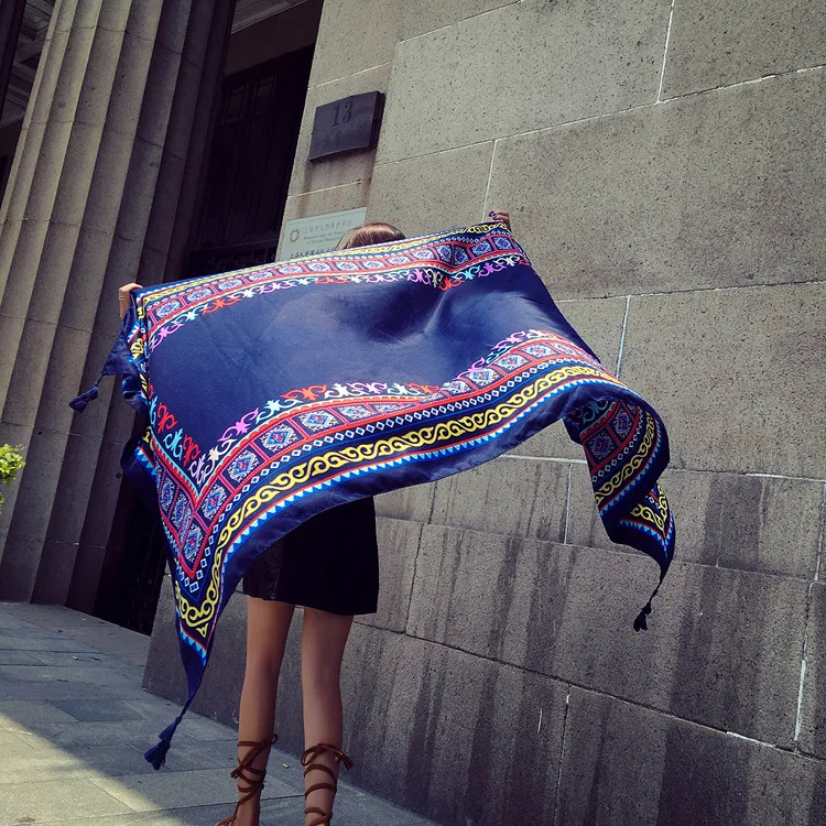 Женский зимний шарф KYQIAO с этническим принтом 2020 Осенний в испанском стиле бохо