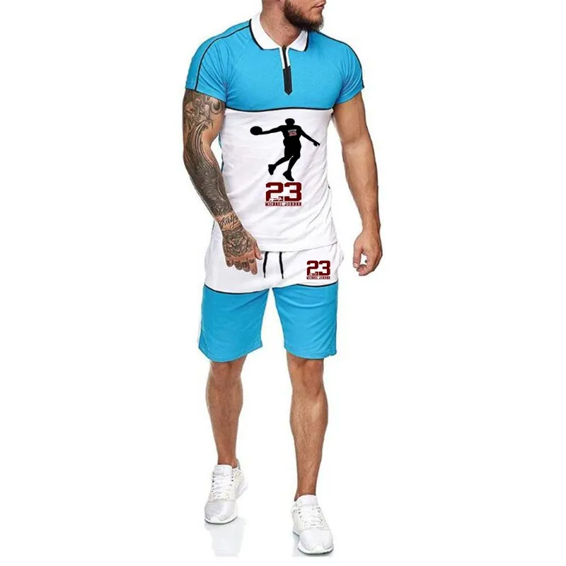 

Men Running Sports Set 2021 New T Shirt + Shorts 2 Piece Set Summer Fitness Suit Sporting Suits Casual Short Sleeve Shirt 23