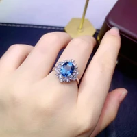 luxury natural topaz silver ring for party 7mm9mm 100 genuine topaz ring 925 sterling silver topaz jewelry