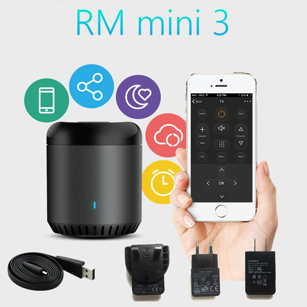 

Broadlink RM Mini3 Universal Intelligent WiFi/IR/4G Wireless IR Remote Controller Via IOS Android Smart Home Automation