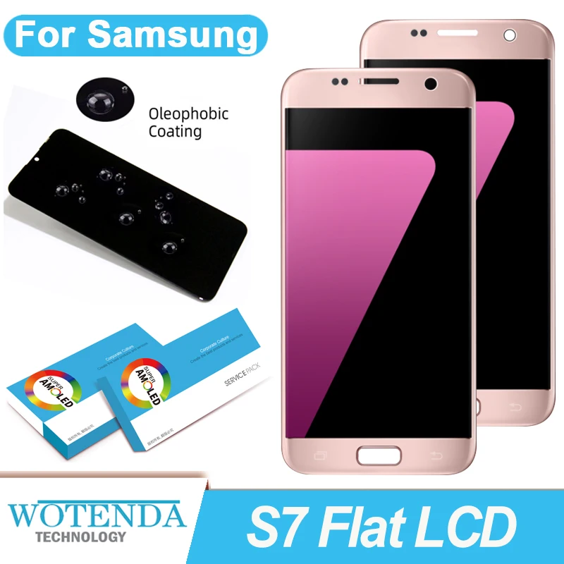 ЖК-дисплей Super AMOLED 5 1 дюйма с сенсорным экраном дигитайзер в сборе для Samsung Galaxy S7 Flat