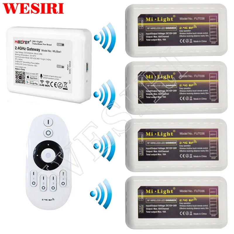 Milight 2 4G 4 зонный WiFi светодиодный контроллер iBox + RF сенсорный пульт регулировка
