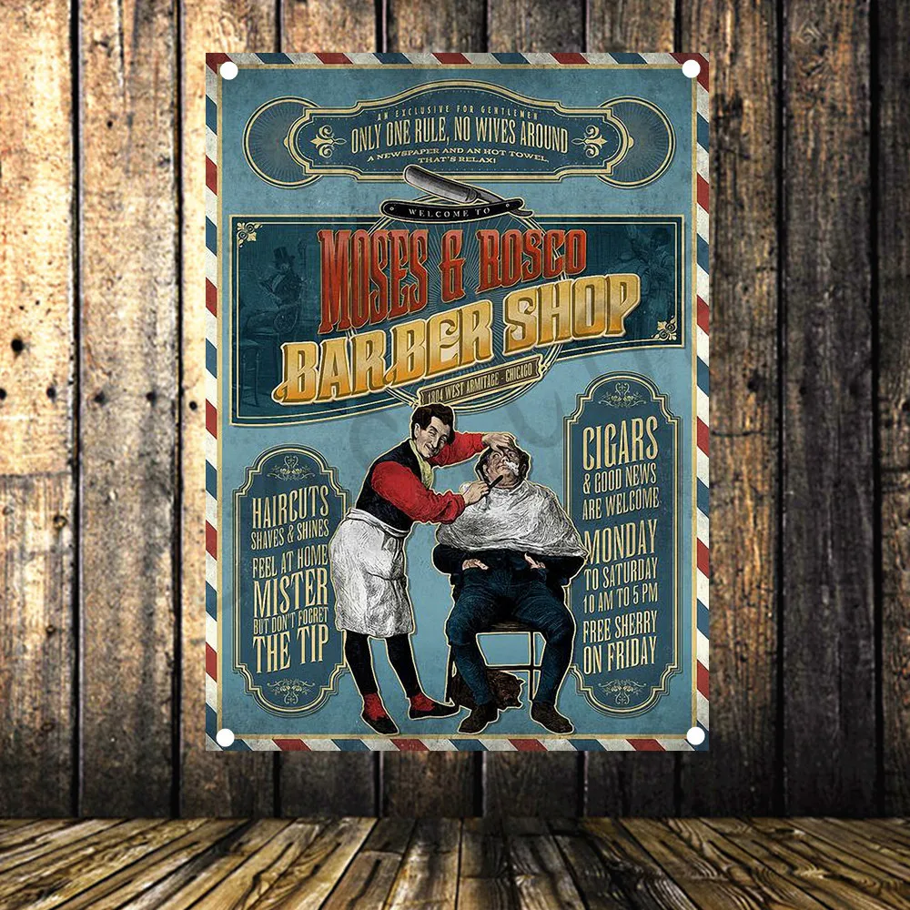 Ретро Татуировка постер для стрижки волос баннер музыкальный настенный