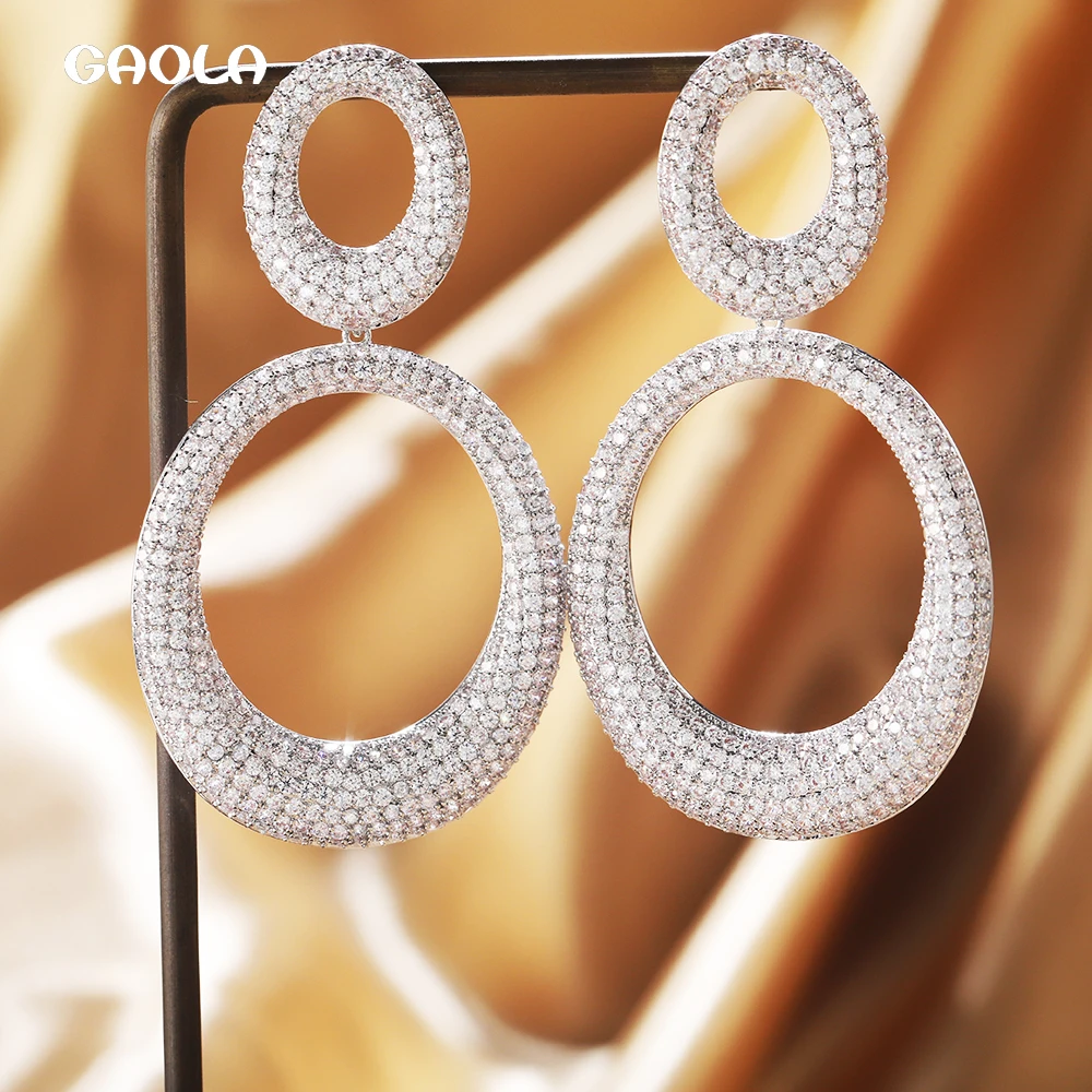 

Женские серьги геометрической формы, овальные серьги с цирконом класса ААА, уникальный дизайн, ювелирные изделия, аксессуары для свадебных ...