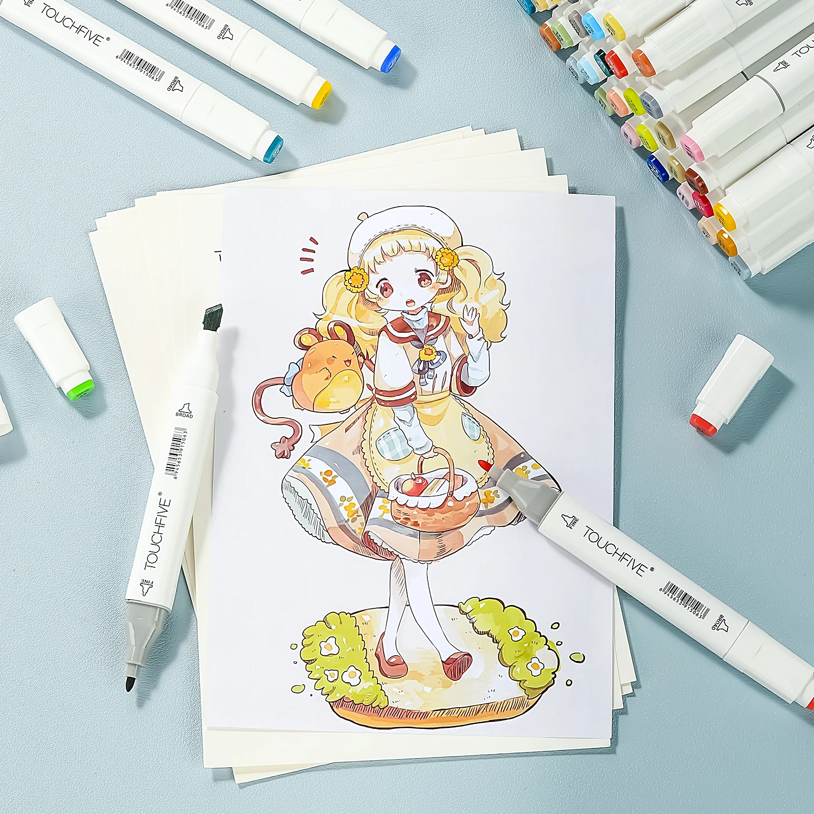 

TOUCHFIVE 168/80/60 Colors Manga Sketching Markers Dual Brush Pen Alcohol Felt Permanent Marker Art School Supplies Drawing Set