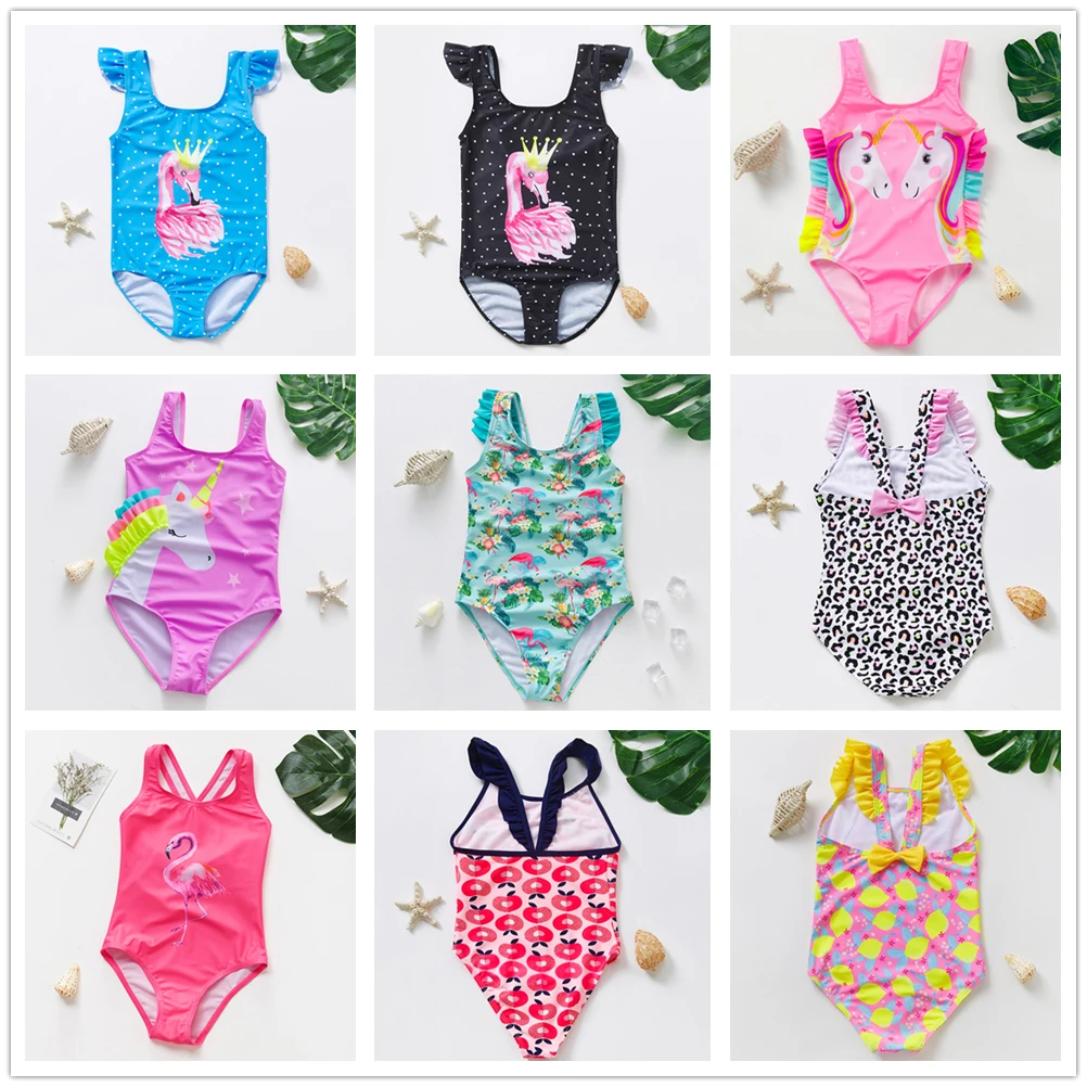 

2~14Years Girls swimwear 2021 New Summer Girls Swimsuit one piece children Swimwear Kids Beachwear Bathing Suits-ST146