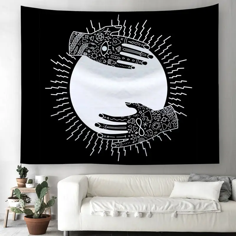 Инь Янь Мандала гобелены домашний декор черный настенный сплетен гобелен ткань