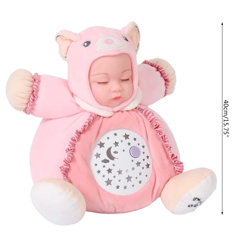 

40cm Cute Bear Soft Plush Doll Toy Panoramic Starry Sky Projection Light Night Lamp Singing Appeasing Sleeping Dolls for Girls B