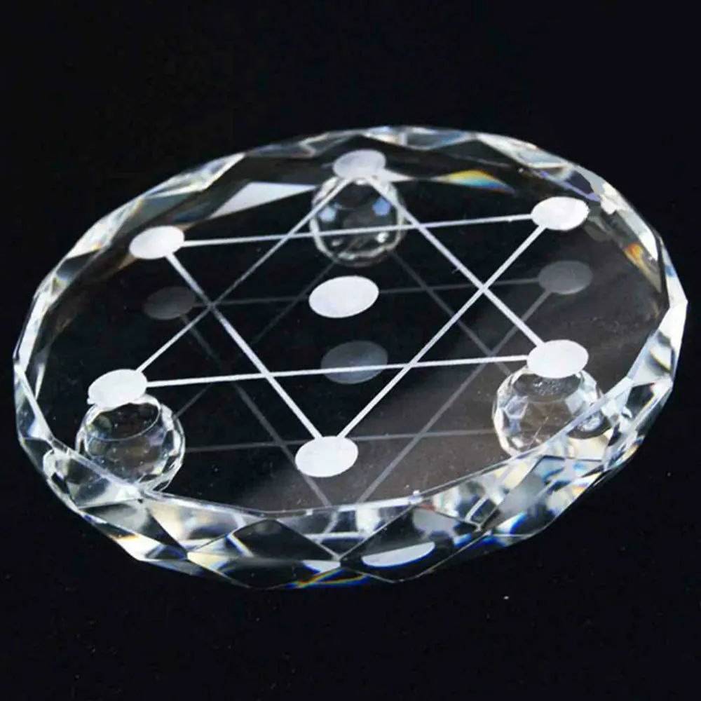 8cm Glass Seven Star Array New 7 Star Plate Asian Quartz Crystal Healing Ball Sphere Stand Home Decoration Ornaments Gifts