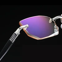 fashion anti blue light diamond trimming new style reading glasses frameless lightweight fashion reading glasses middle age very good
