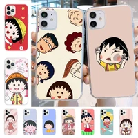 cartoon chibi maruko chan phone case for iphone 13 11 12 pro xs max 8 7 6 6s plus x 5s se 2020 xr case