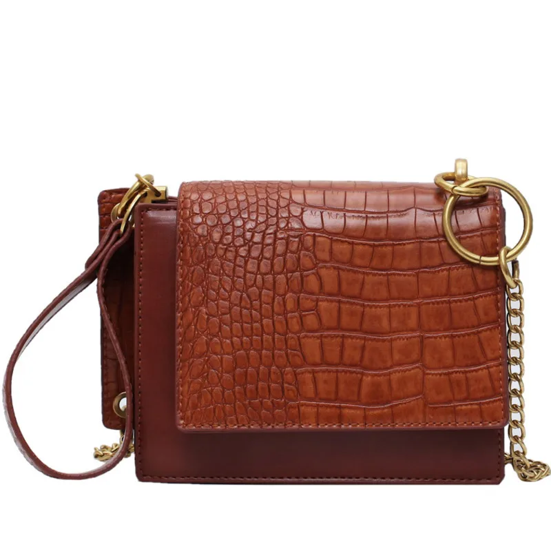 С новым узором под крокодиловую кожу Маленькая квадратная сумка для женщин через