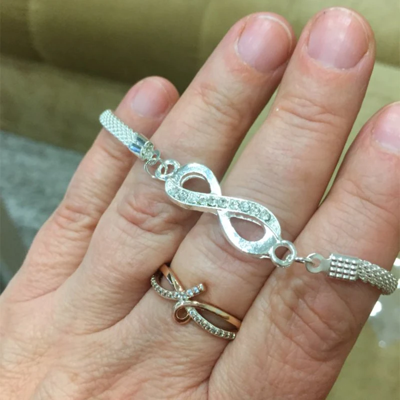 Hot Sale Rhinestone Infinity Bracelet Men's Women's Link Chain Jewelry Pulseira Braccialetto | Украшения и аксессуары