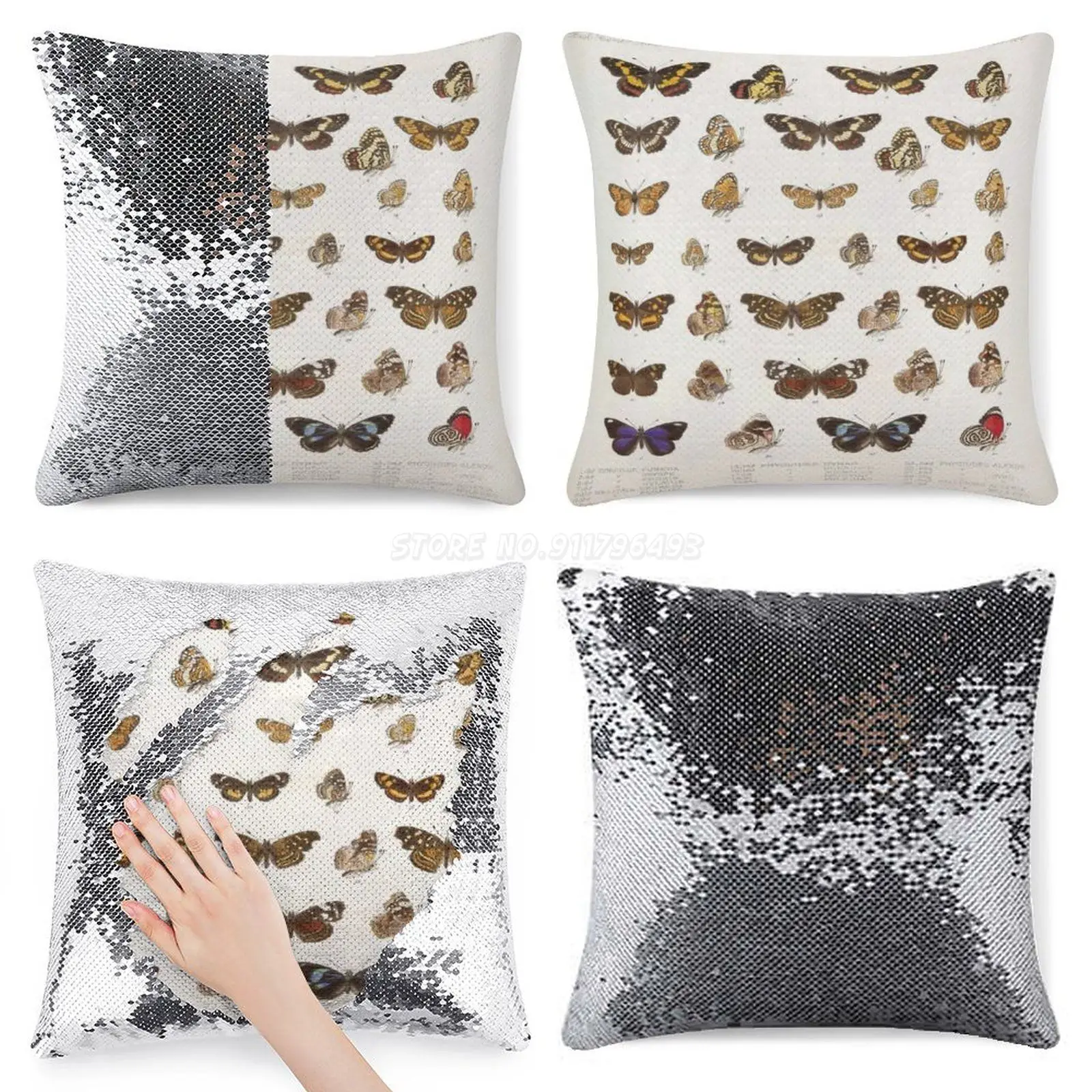 Винтажная научная иллюстрация эциклопедии моли схемы с блестками наволочка для