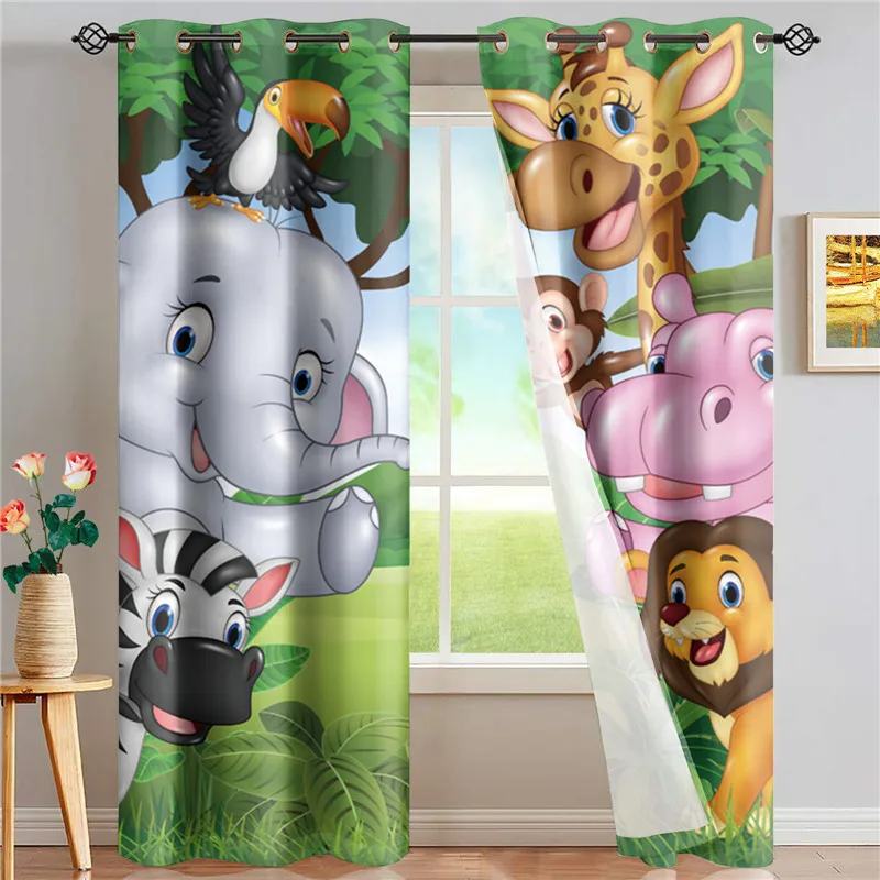 

Upestory Blackout Curtain Lion Elephant Print Window Drapes for Kids Boys Girls Room Decor Jungles Cartoon Zoo Animals Curtains